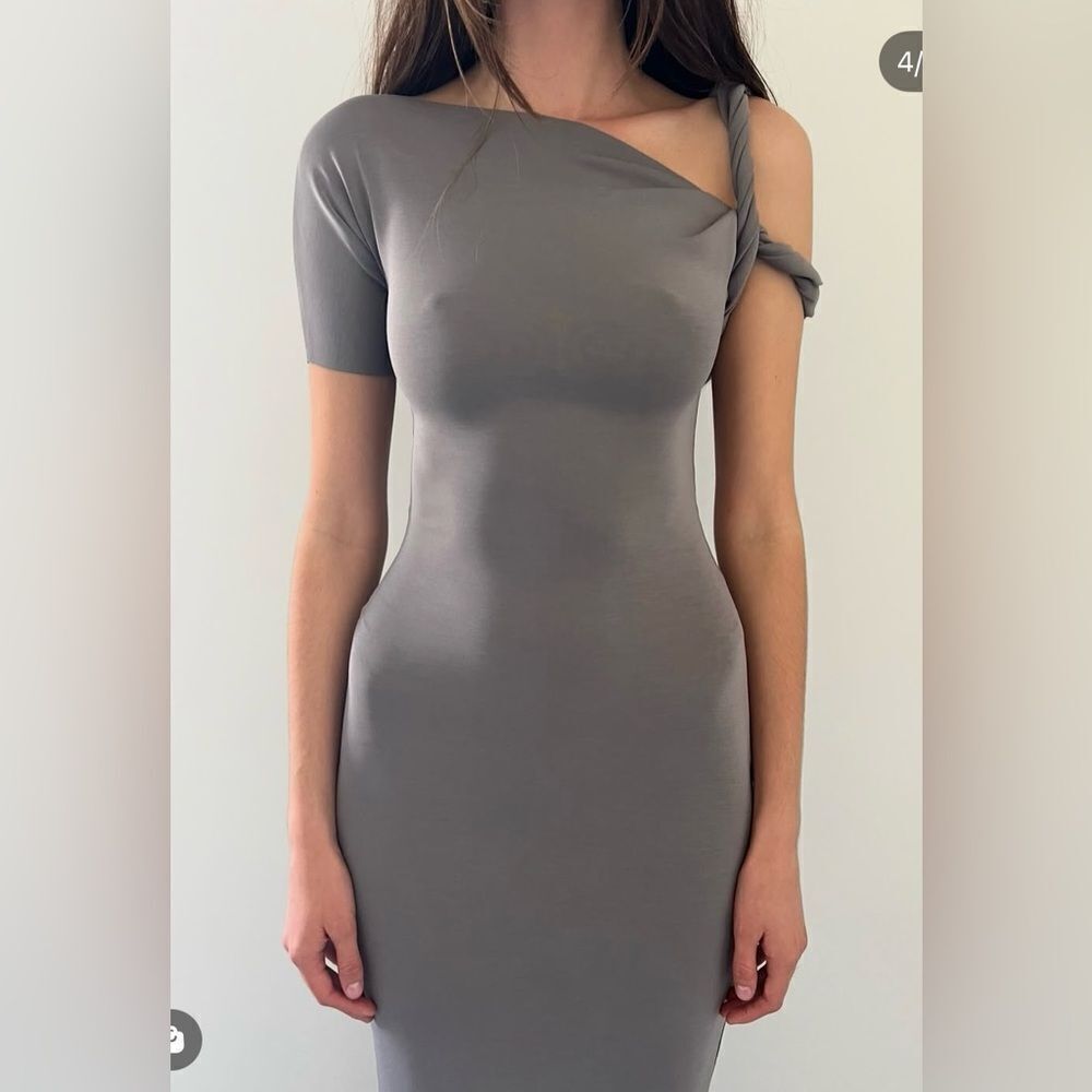 NWT Kylie Jenner KHY Stretch Twist Maxi Dress Gray Size XXS - Picture 5 of 14